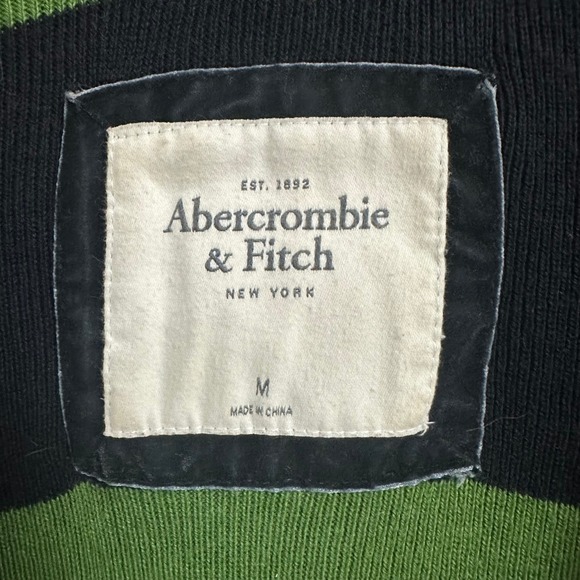 Abercrombie & Fitch Striped Cardigan Sweater Olive Green Navy Blue Womens Size M - Picture 3 of 7